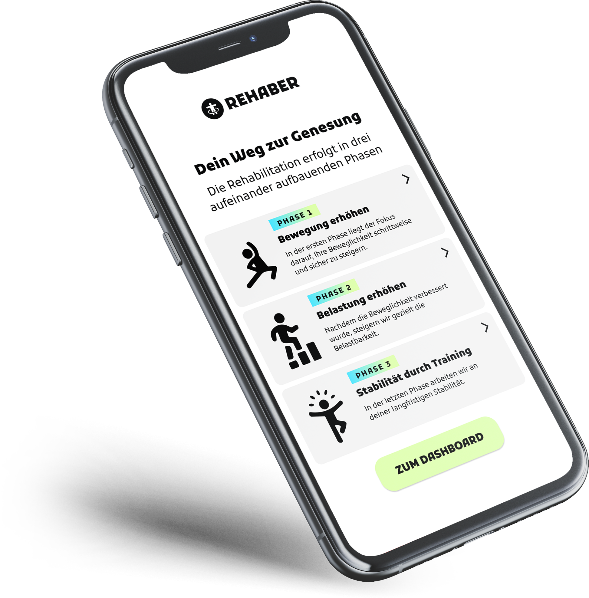 Smartphone mit Rehaber App